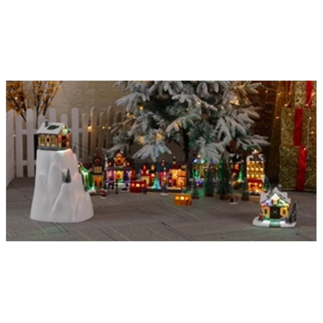 Christmas LED Cable Cars 2 Part Cable House And Mountain 32.5x31.5x53cm
