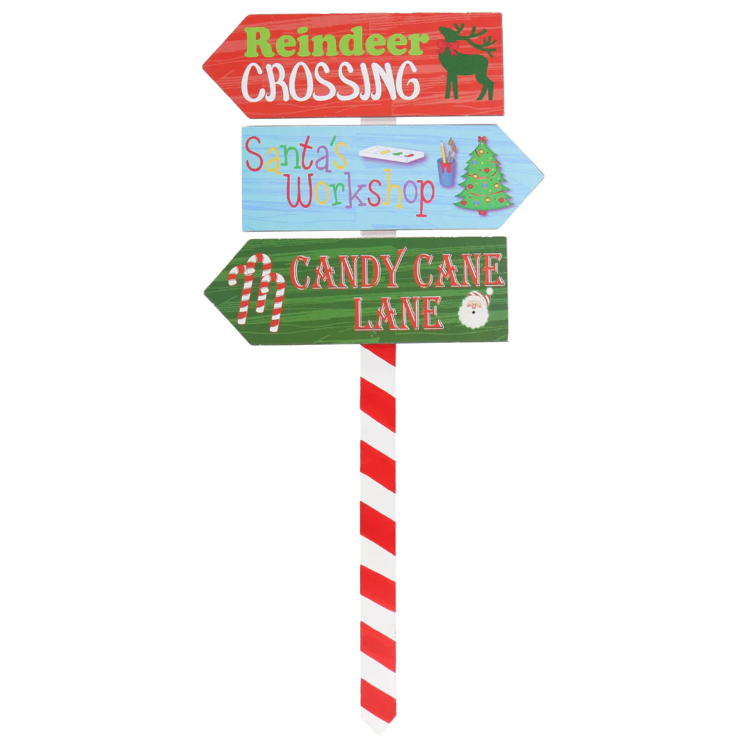 Christmas Locations Sign Post 61x29cm