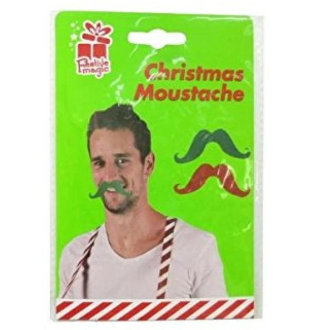 Christmas Moustache Felt Green Red - Image 2