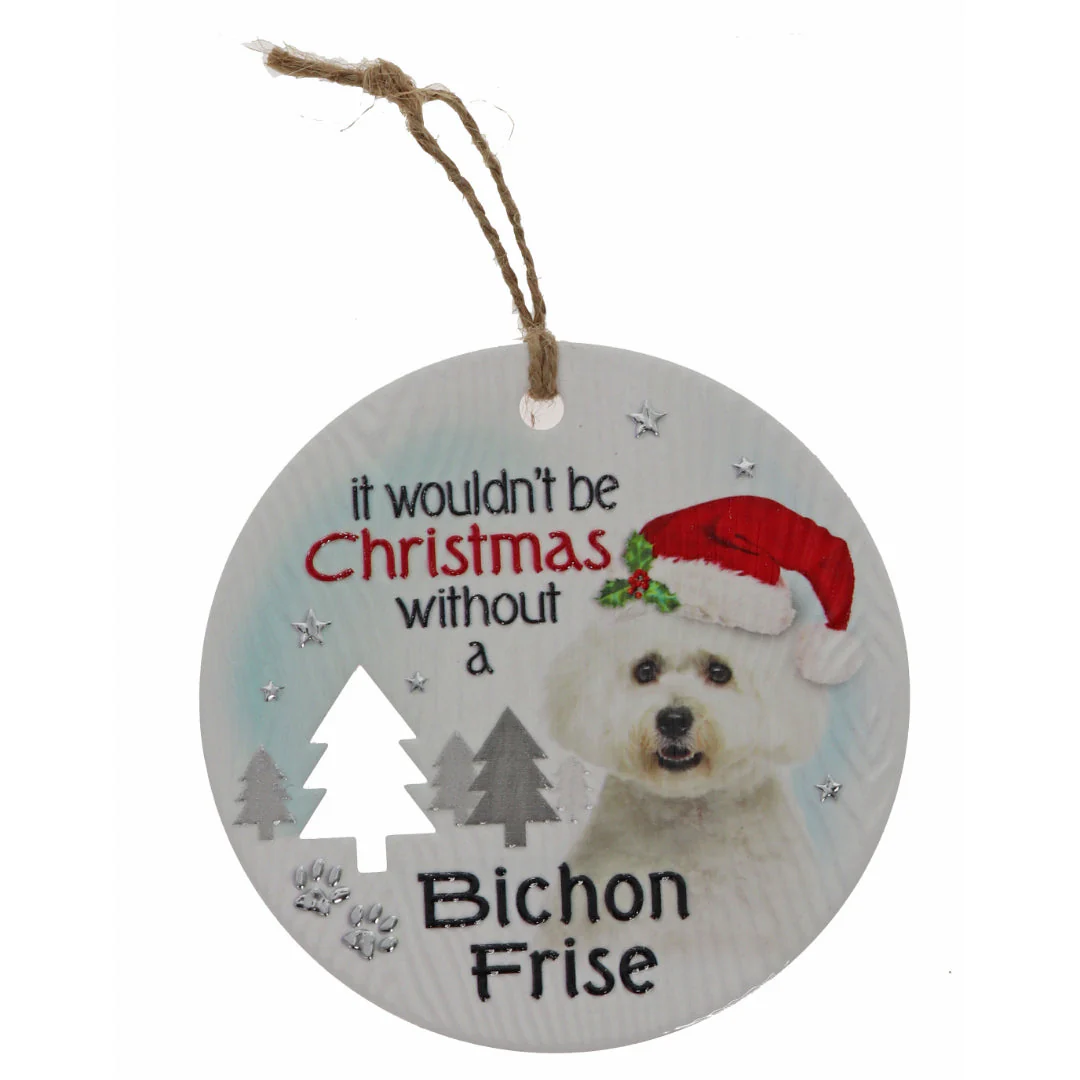 CHRISTMAS PLAQUE BICHON FRISE