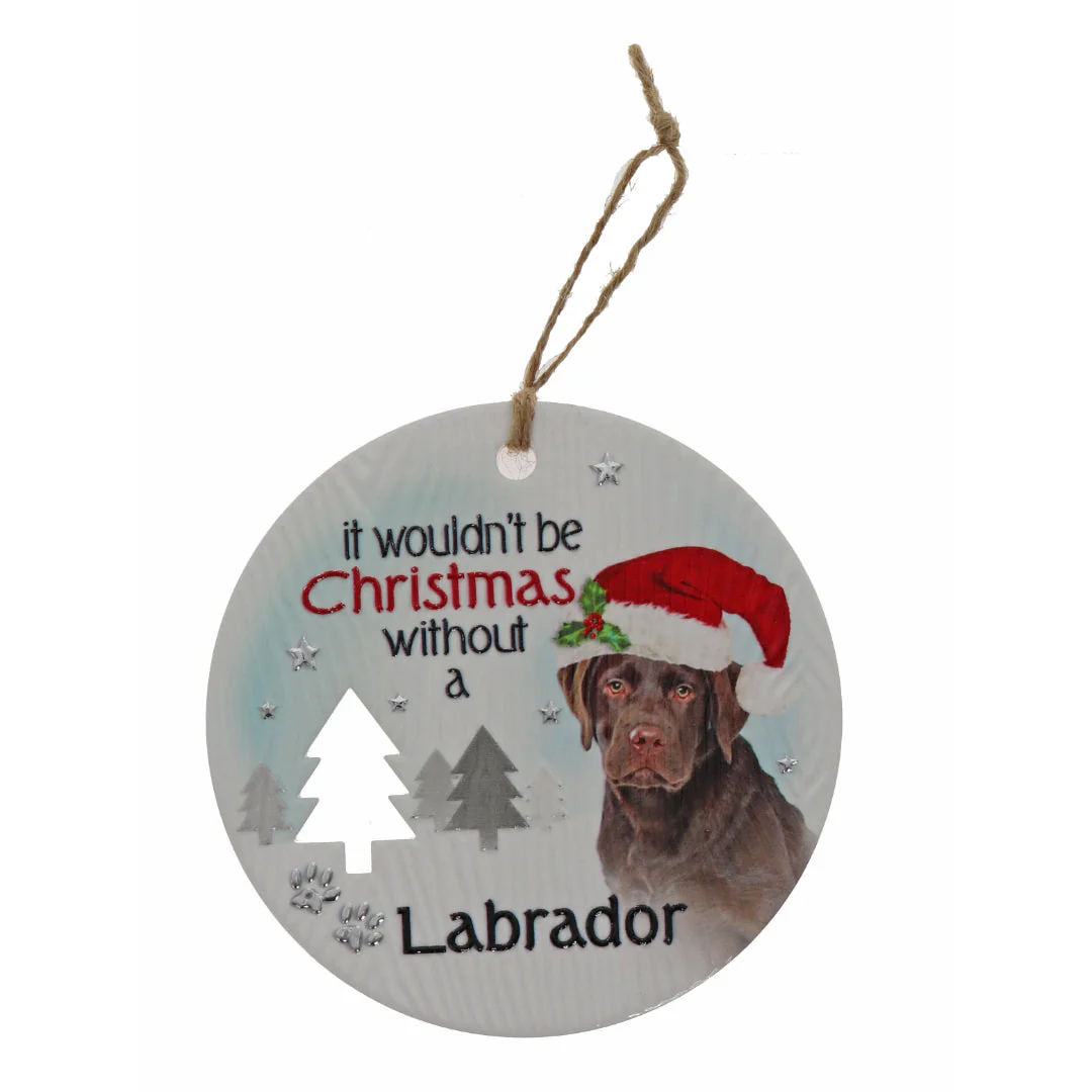 CHRISTMAS PLAQUE LABRADOR CHOCOLATE