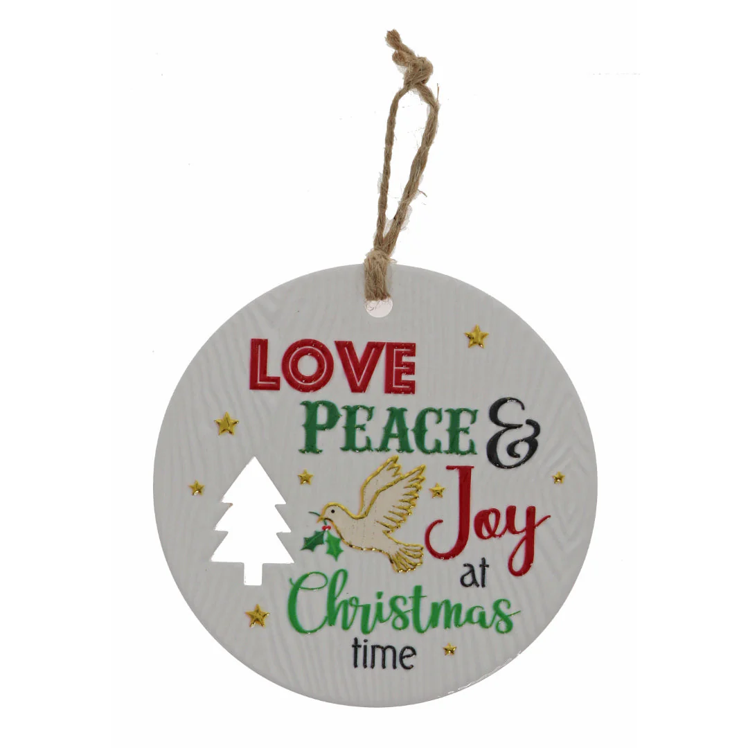 CHRISTMAS PLAQUE LOVE PEACE JOY