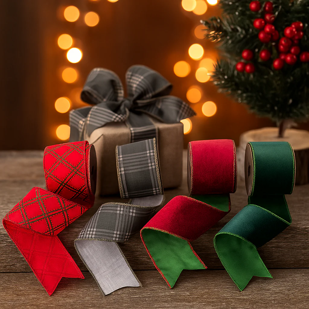 Christmas Ribbon 6.3x500cm Red Green Assorted