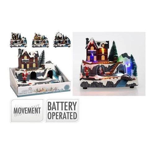 Christmas Scene 21cm Led 3 Assorted Battery Operated