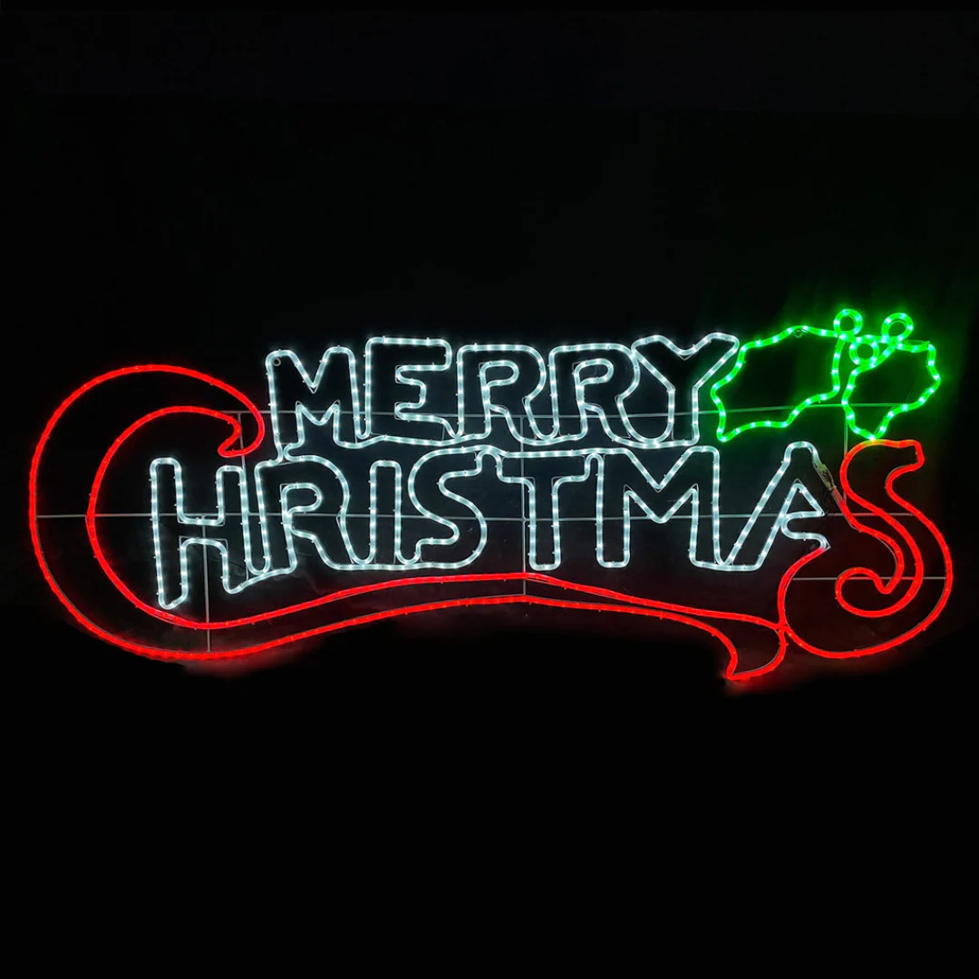 Led Silhoutte Christmas Sign WHITE+RED Height: 100*45 cm