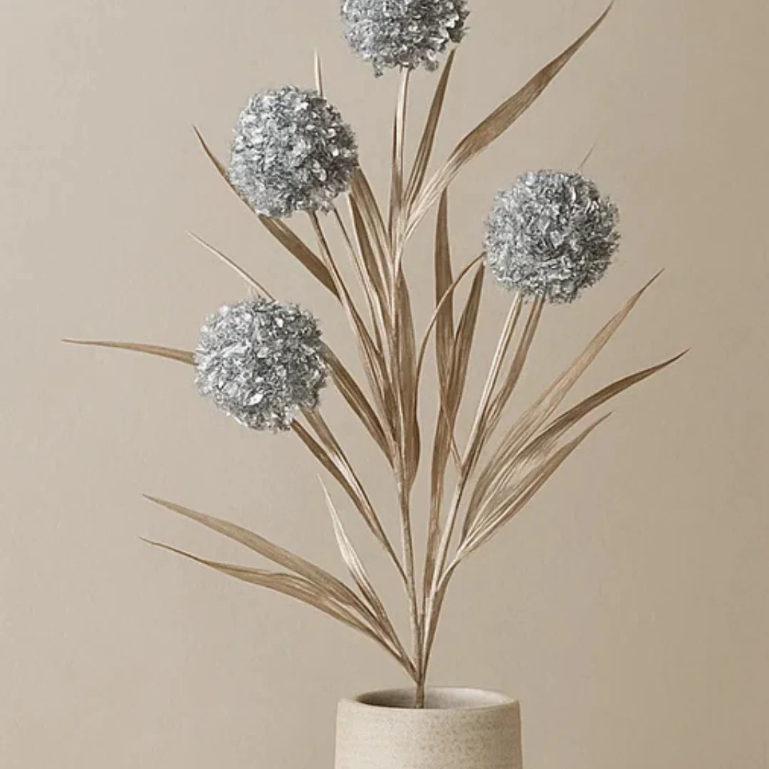 Christmas Silver Sequin Ball Spray 63cm