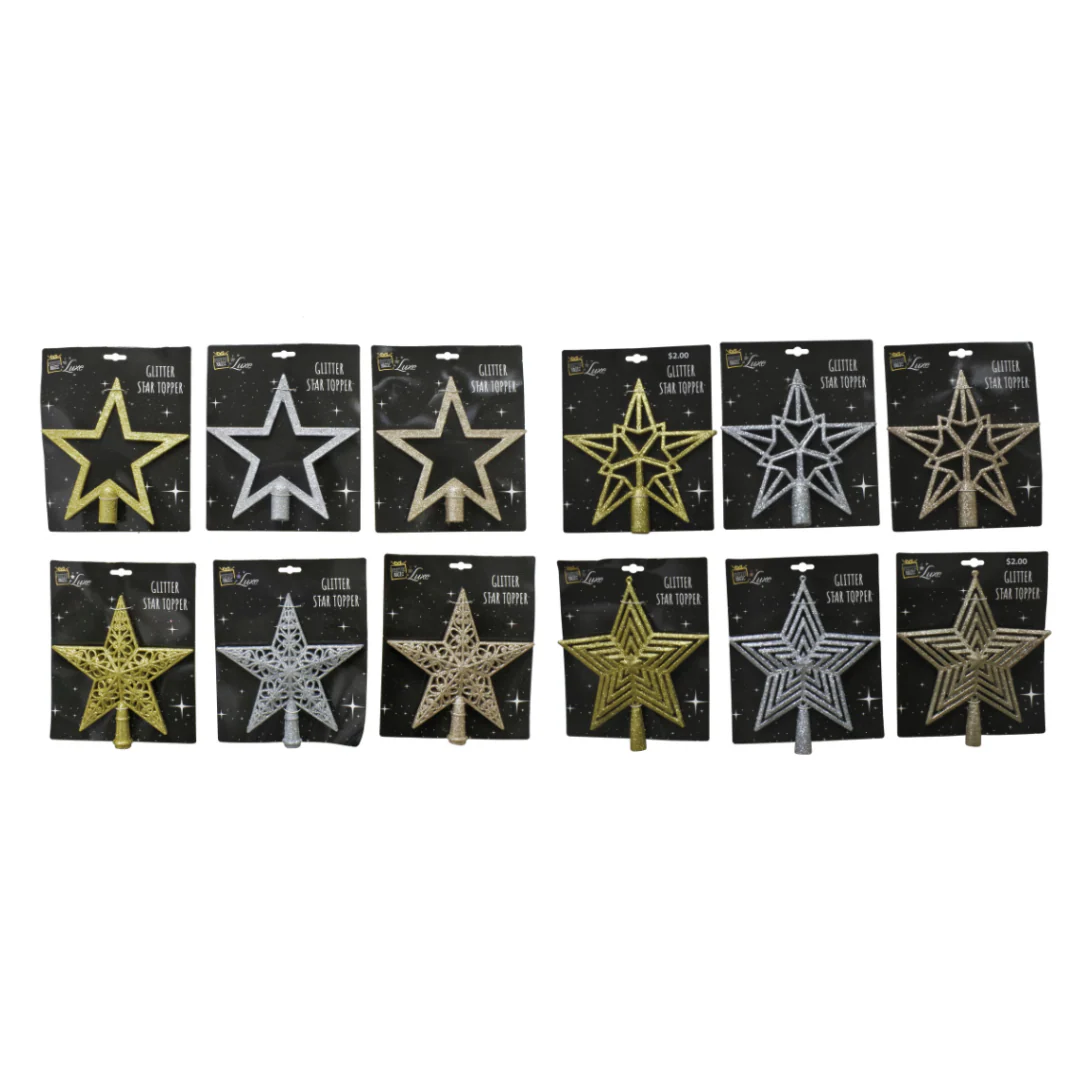 Tree Topper Star 20cm Assorted