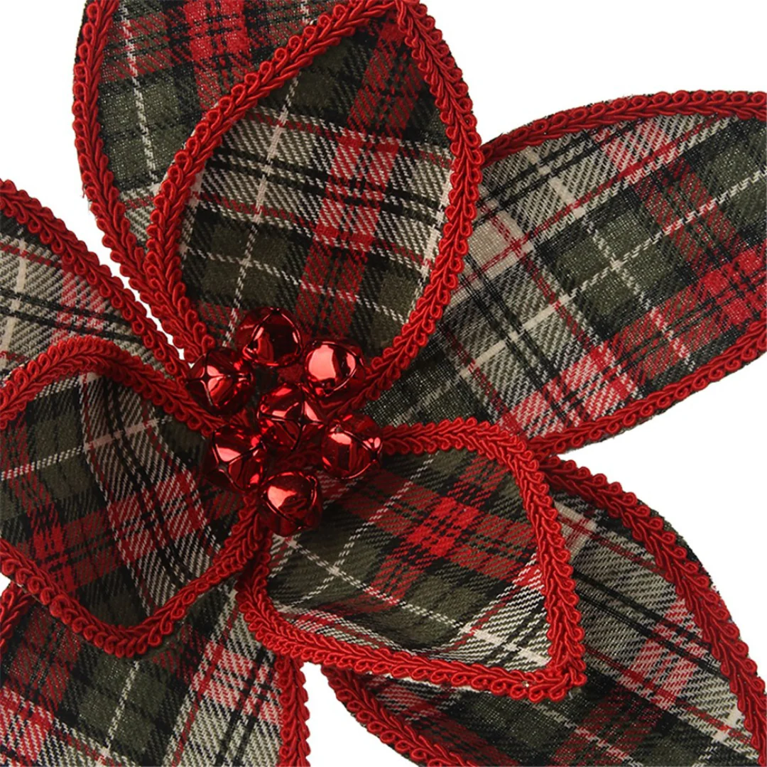 Christmas Tartan Poinsettia Stem 32cmD 50cmL - Image 3