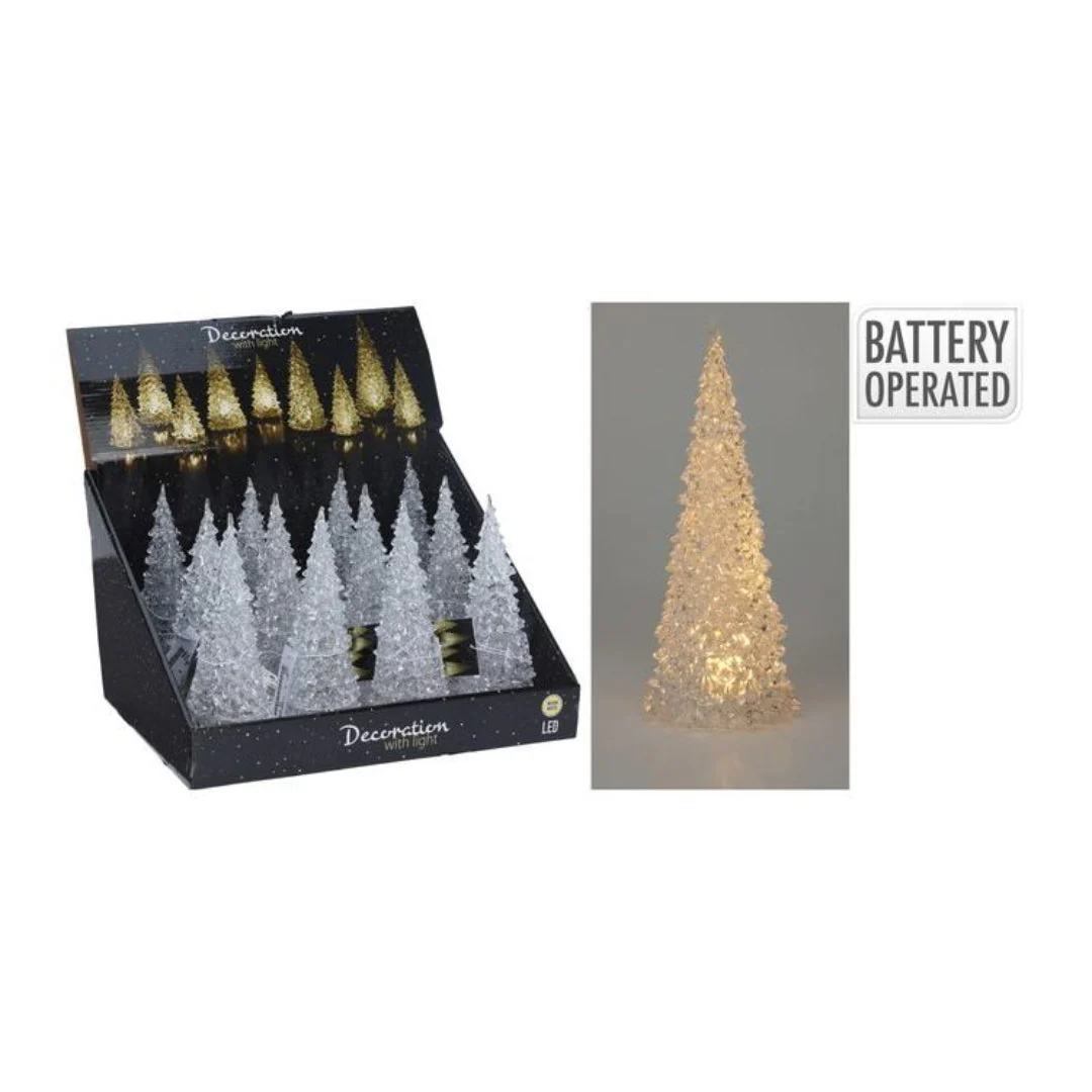 Christmas Tree Acrylic With Warm White Led 21cm Battery Operated