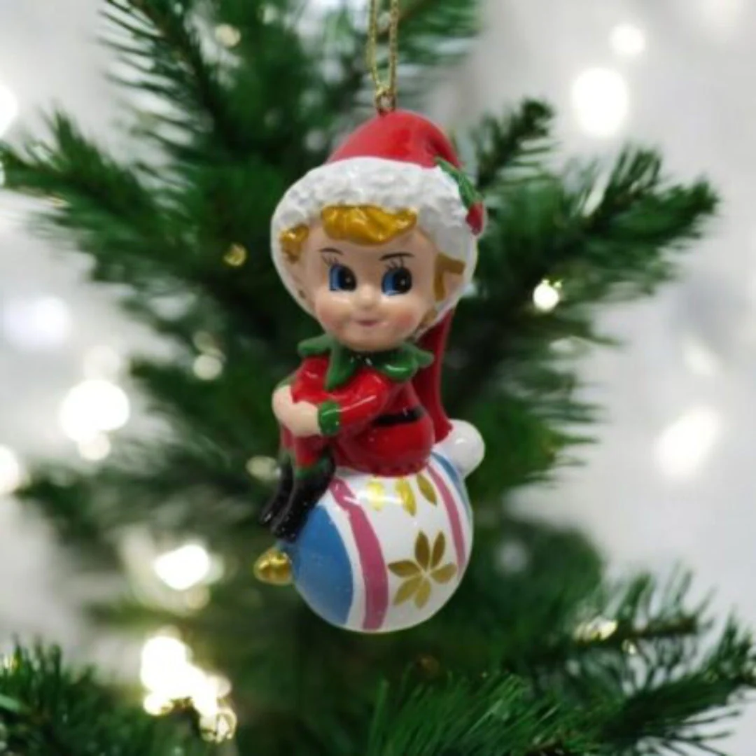 Christmas Tree Deco Elf on Bauble 8cm