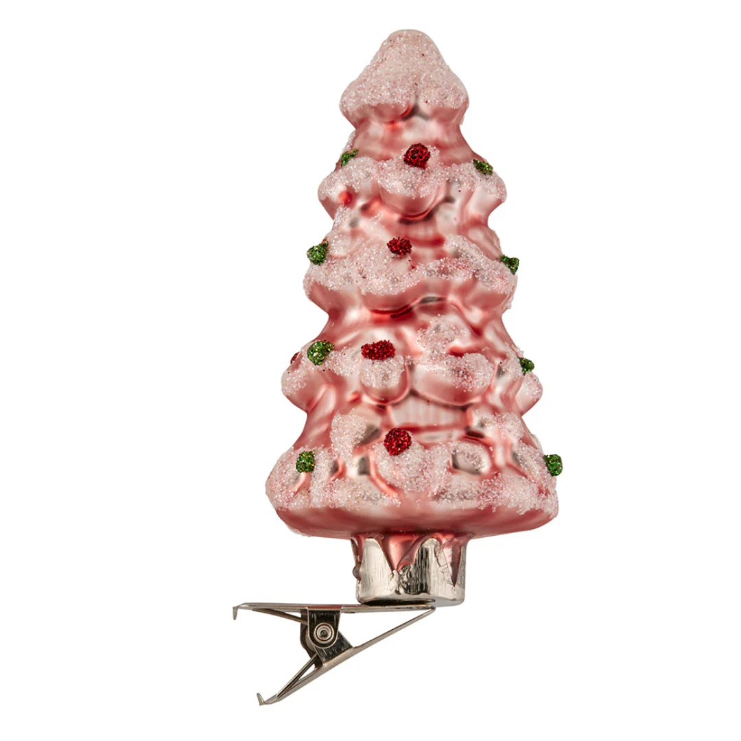 Christmas Tree Deco Pink Clip on Tree Glass