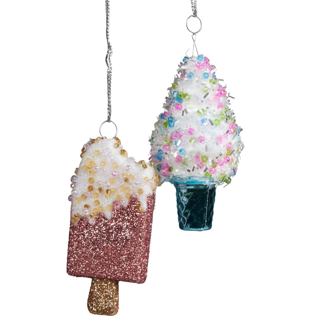 Christmas Tree Decoration 4 Mini Ice Creams 6cm