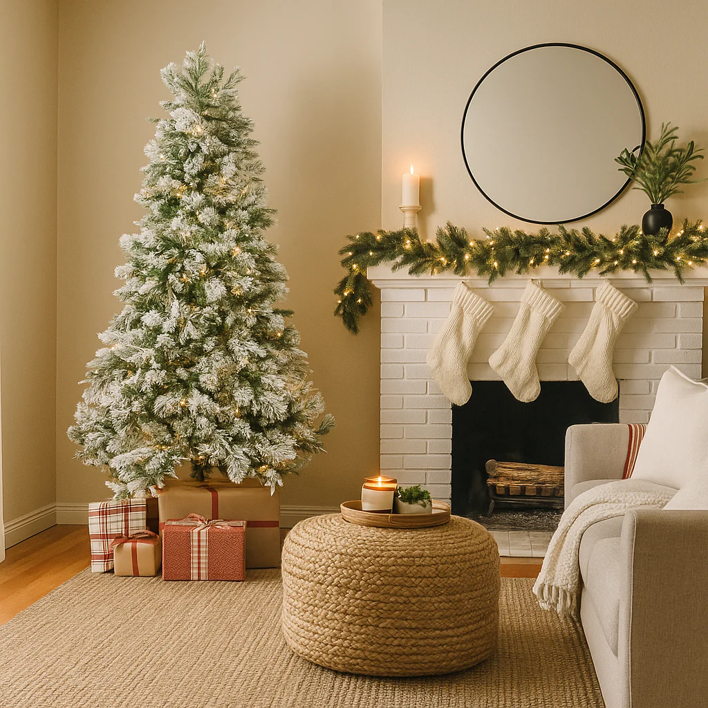 Christmas Tree Flocked Emerald Angel Pine 650 LED 210cm 7ft