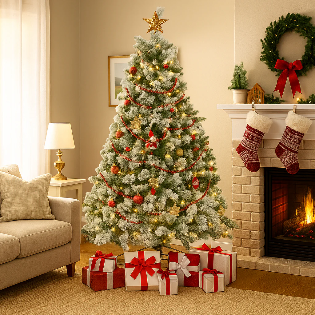 Christmas Tree Flocked Mix Pine 8ft 240cm