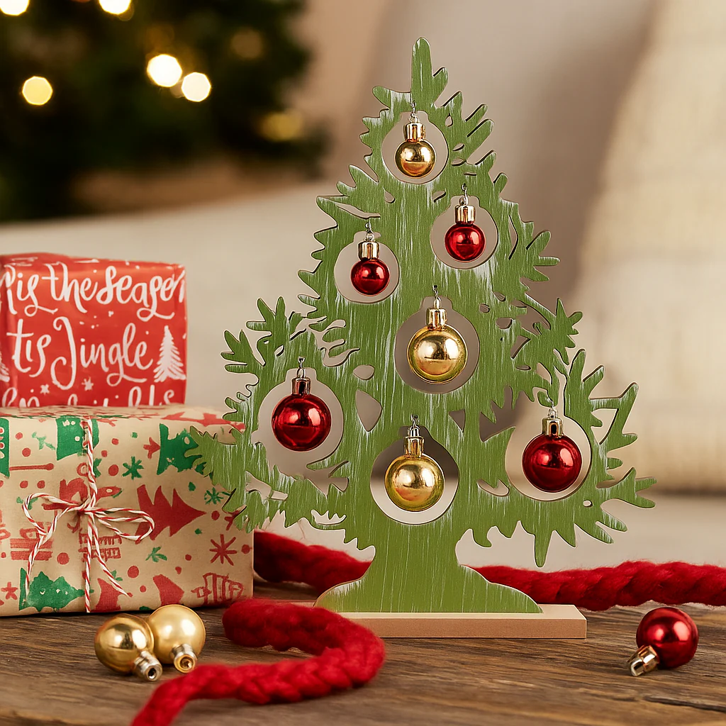 Christmas Tree MDF Table Top Deco 24x30x4cm