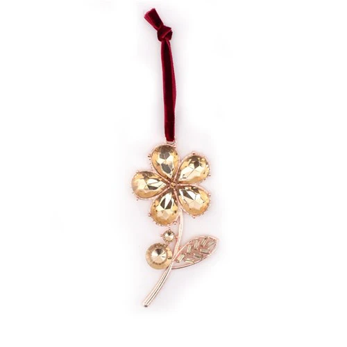 Christmas Tree Ornament 11cm Amber Crystal Flower