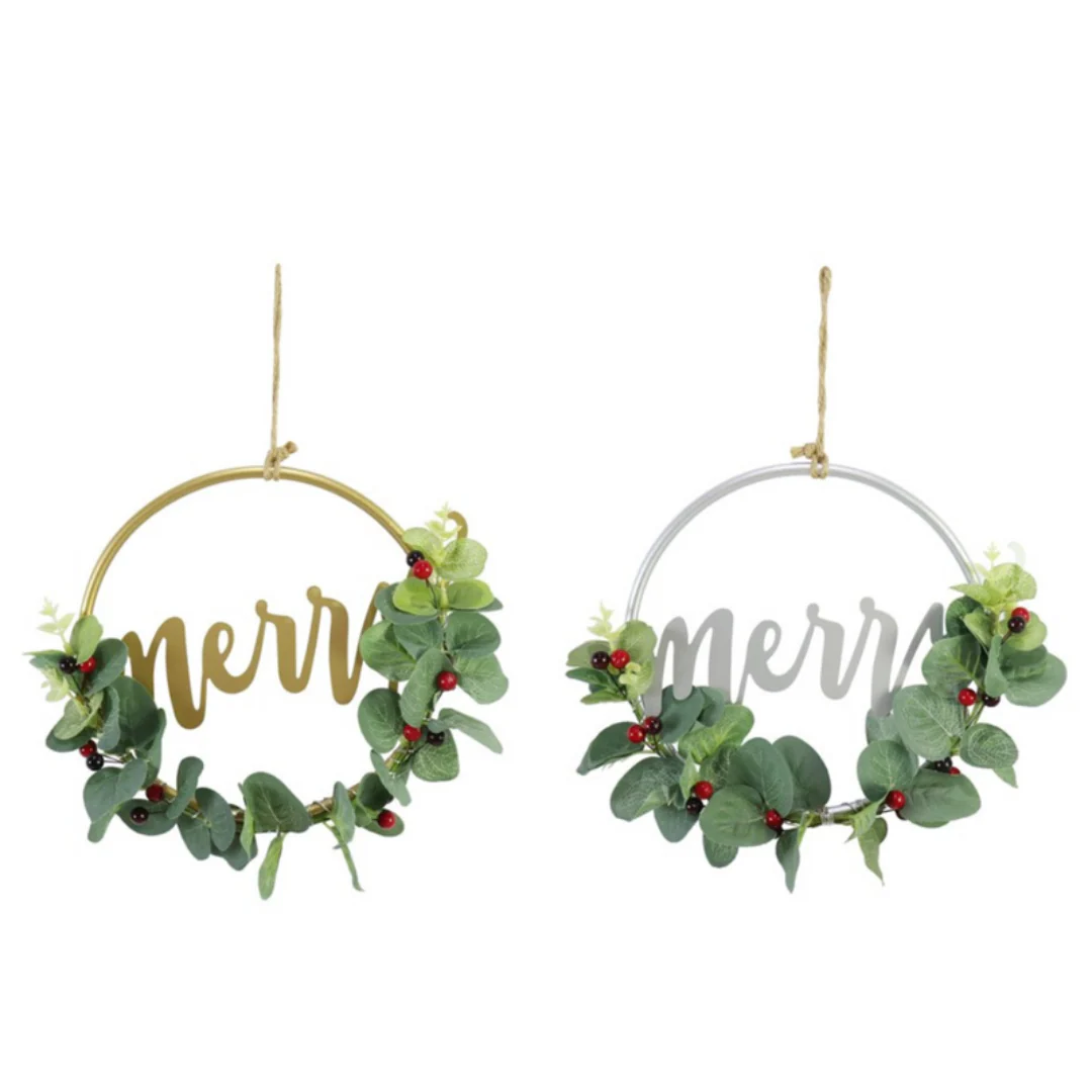 Christmas Wreath Mistletoe Merry Half 26cm Assorted - Image 2