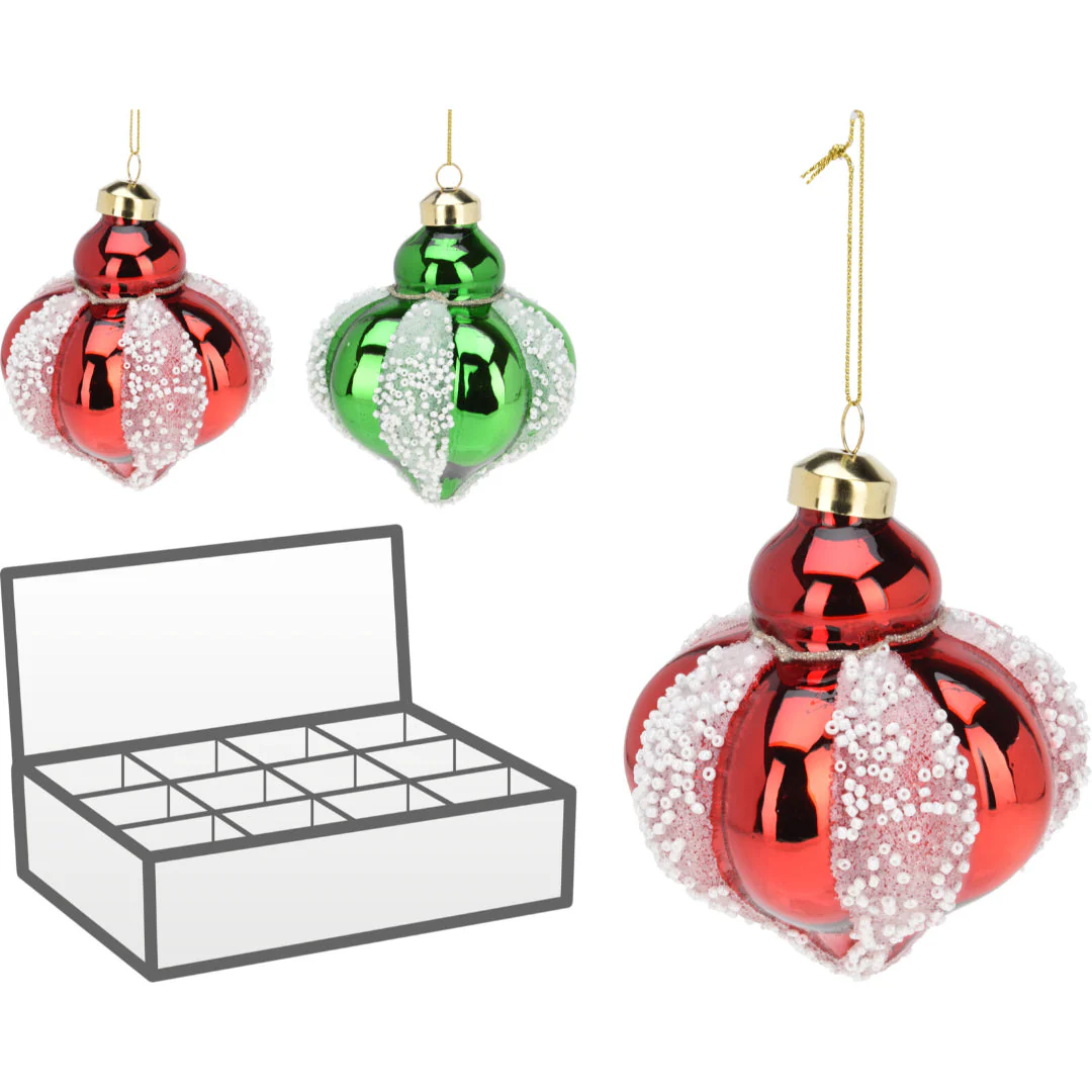 Christmasball Glass Glitter Stripe