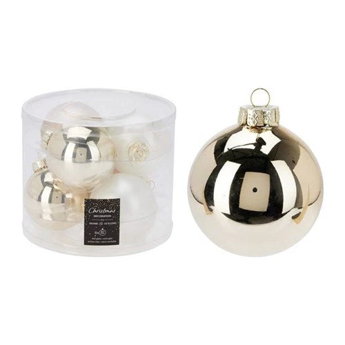 Christmass Ball 80Mm 3 Assorted Champagn Glass 6Pce