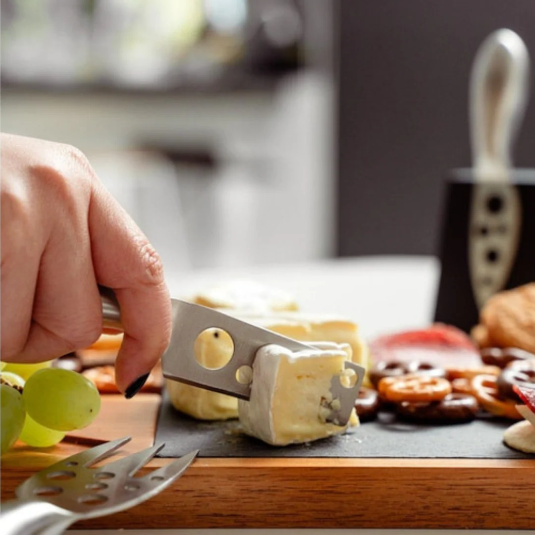 Clevinger Hobson 4 Piece Stainless Steel Cheese Knife Set with Magnetic Block - Image 4
