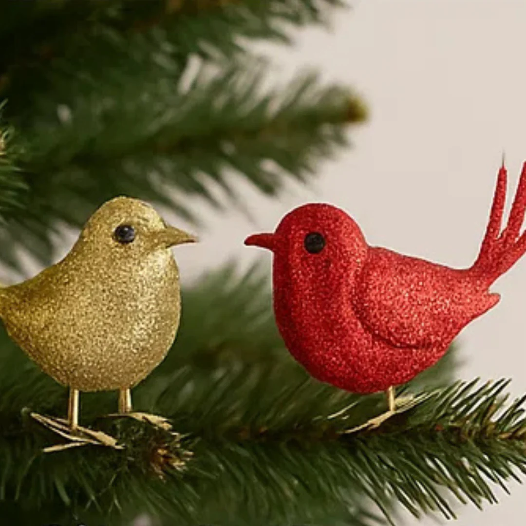 Clip-On Deco Glitter Bird 2pk Assorted