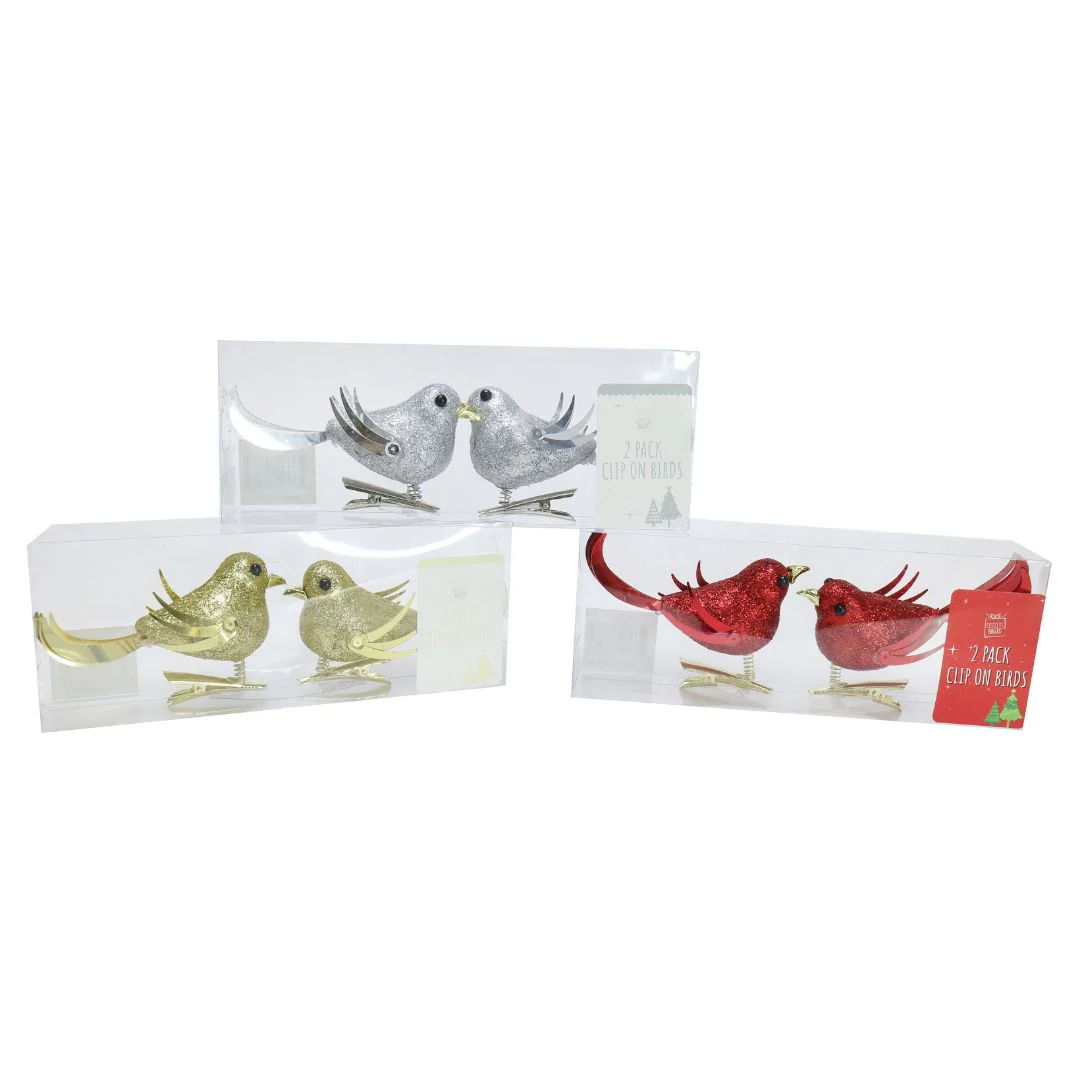 Clip-On Deco Glitter Bird 2pk Assorted - Image 2