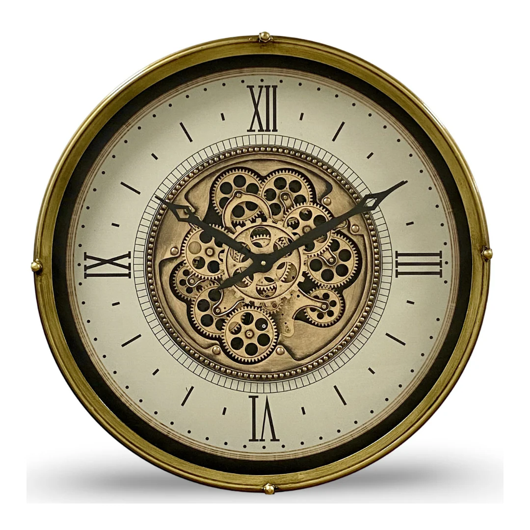 Luxurious Rotating Gears Clock 60cm Gold - Image 2