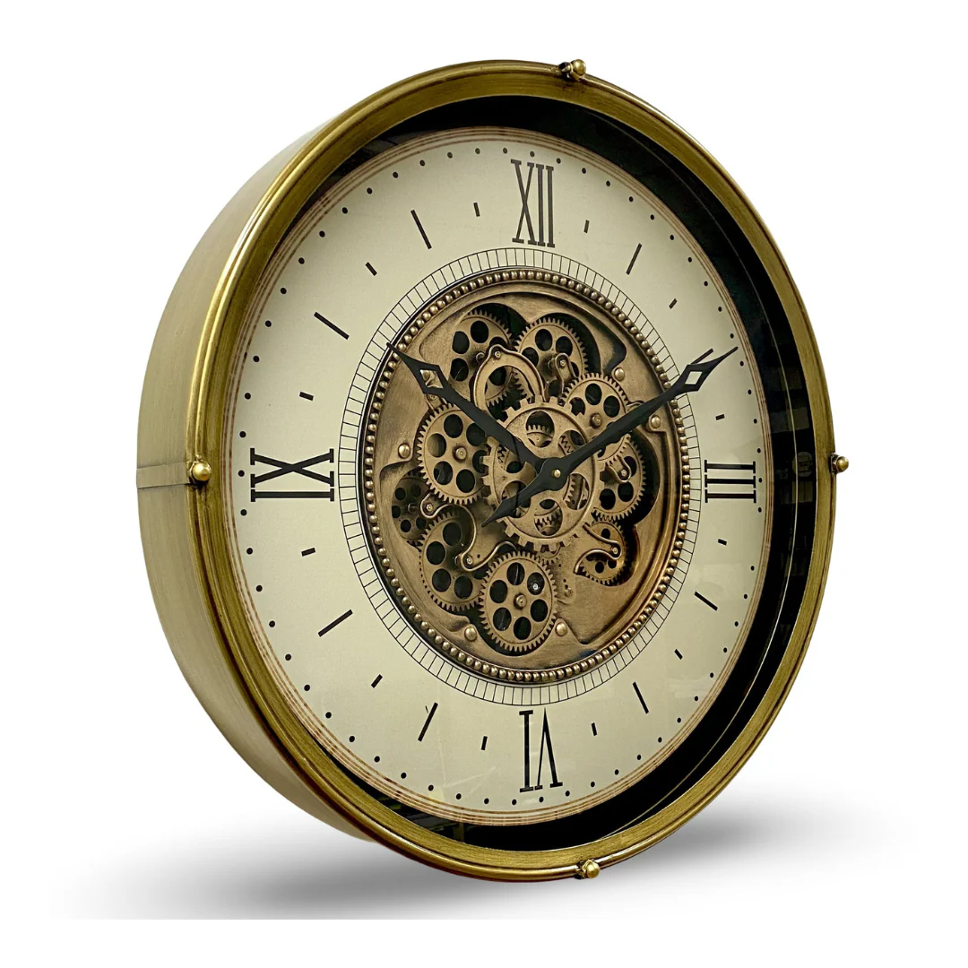 Luxurious Rotating Gears Clock 60cm Gold - Image 4