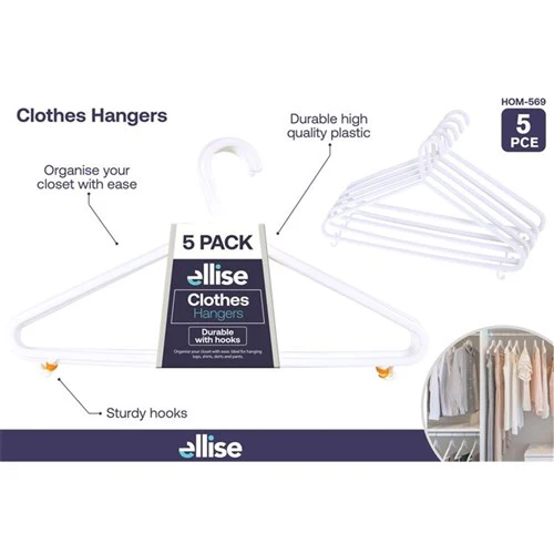 Clothes Hangers White 5pc 37cm Virgin Material Coat Hangers