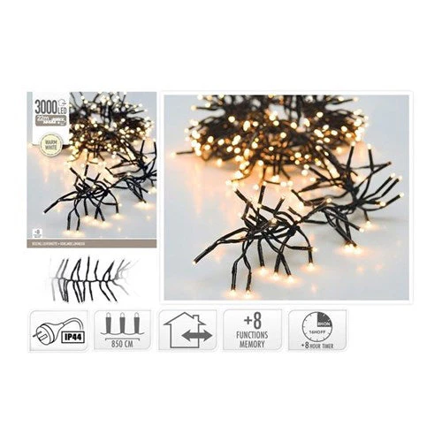 Cluster Lights 3000Led Warm White Ip44 21.8M
