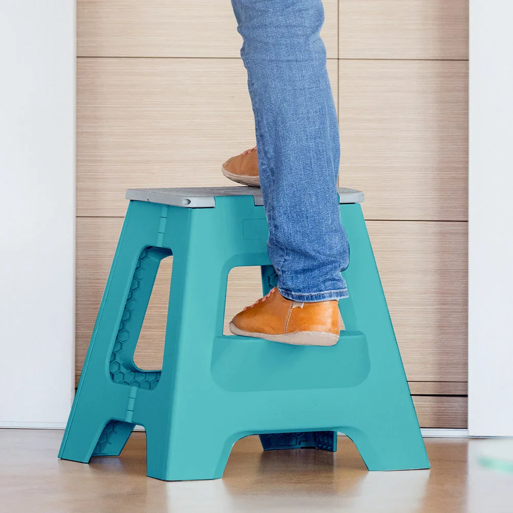Compact 2 Step Turquoise Foldable 40Cm Stool - Image 6