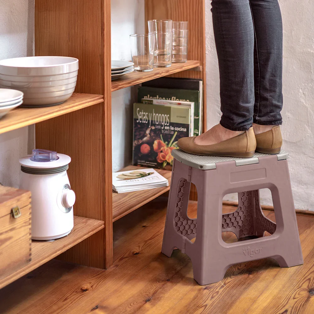 Compact Foldable Stool Black-Grey 32cm - Image 3