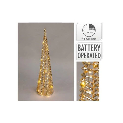 Cone 60cm Gold Micro 30Led Battery Operated