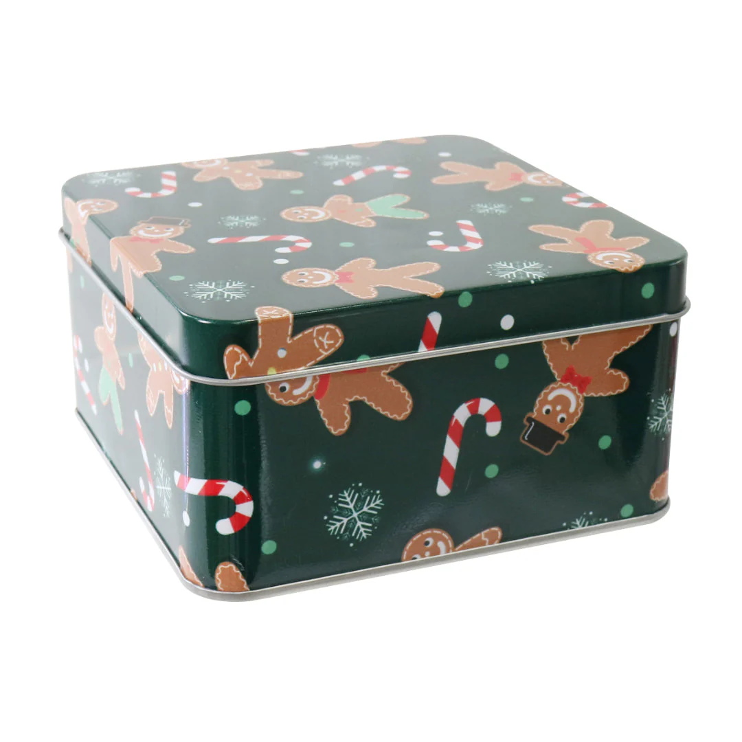 Cookie Tin Sq Gingerbread 12cm Assorted - Image 4