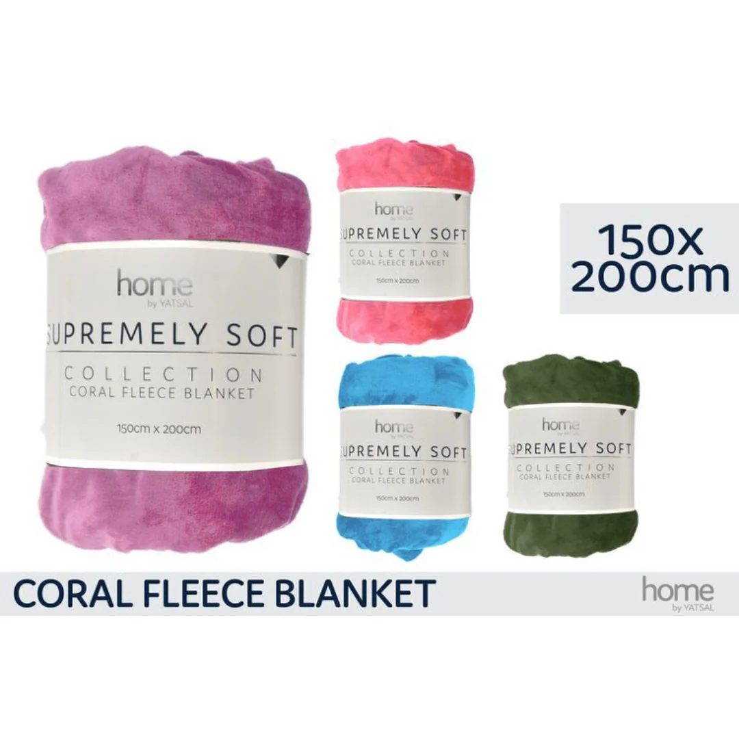 Coral Fleece Blanket Fashion 150x200cm Assorted