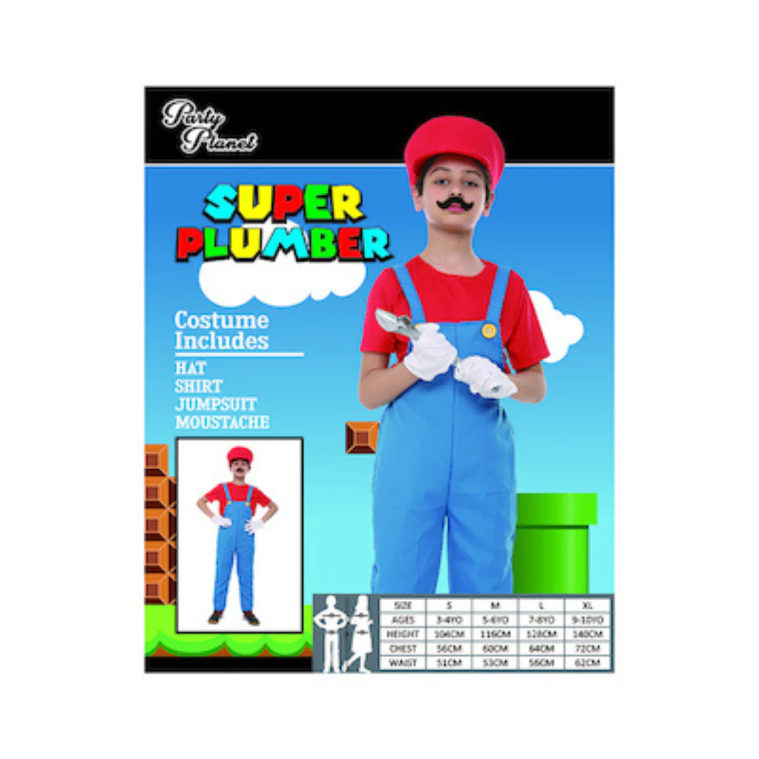 Costume Kids Plumber Red XX-Large 11-12 yrs old