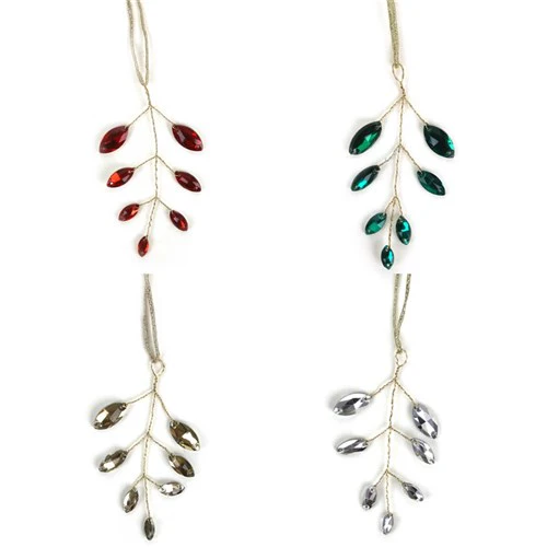 Crystal Leaf 5X7.5cm Red, Green, Gold, Silver 4 assorted 2Pk