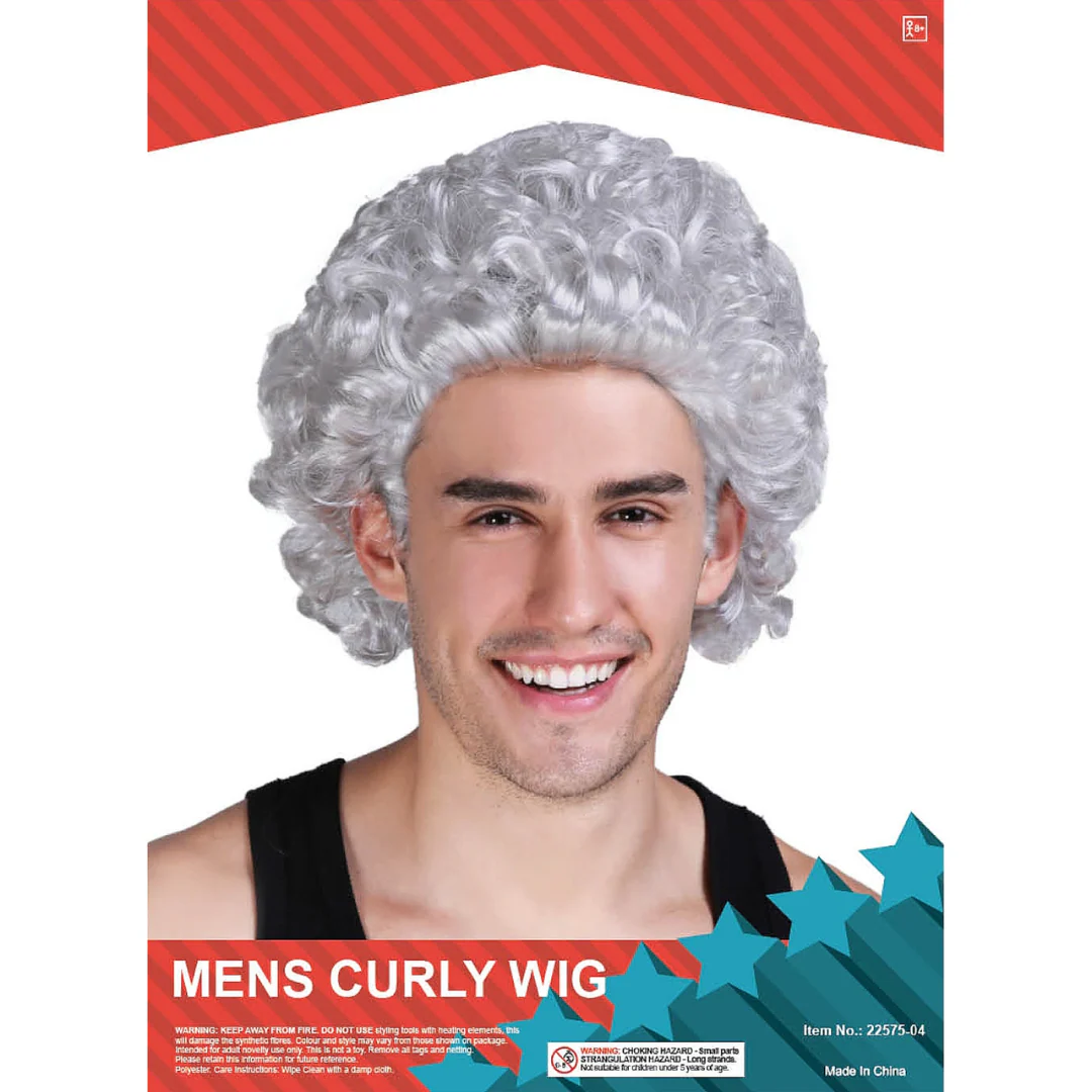 Curly Mens Wig Grey - Image 2