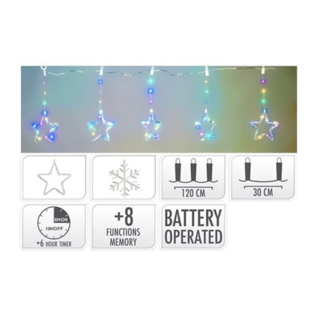 Curtain Multi 85Led 120X33cm Ip44 Battery Operated