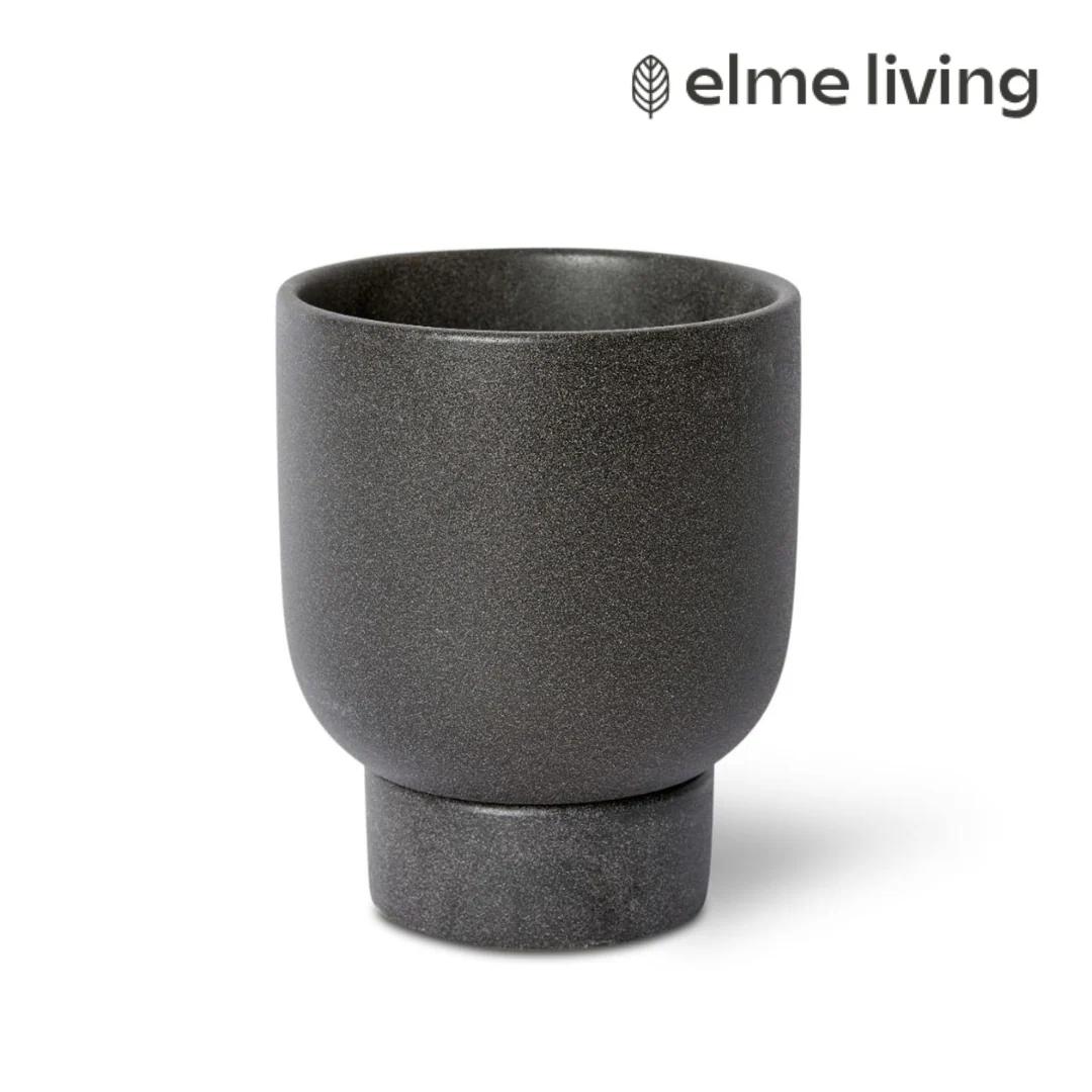 Daylen Pot with Saucer Black 16x16x19cm