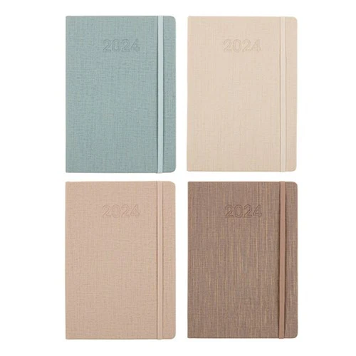 Diary PU Neutral Earthy w Elastic A4 DTP 4 Asstd