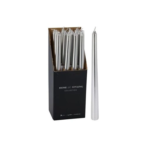 Dinner Taper Candle 25cm Silver