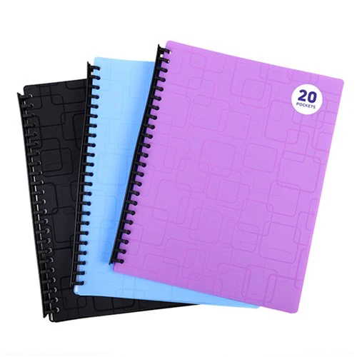 Display Book PP Cover A4 20Pkt Assorted Col Emb Pattern with SRT