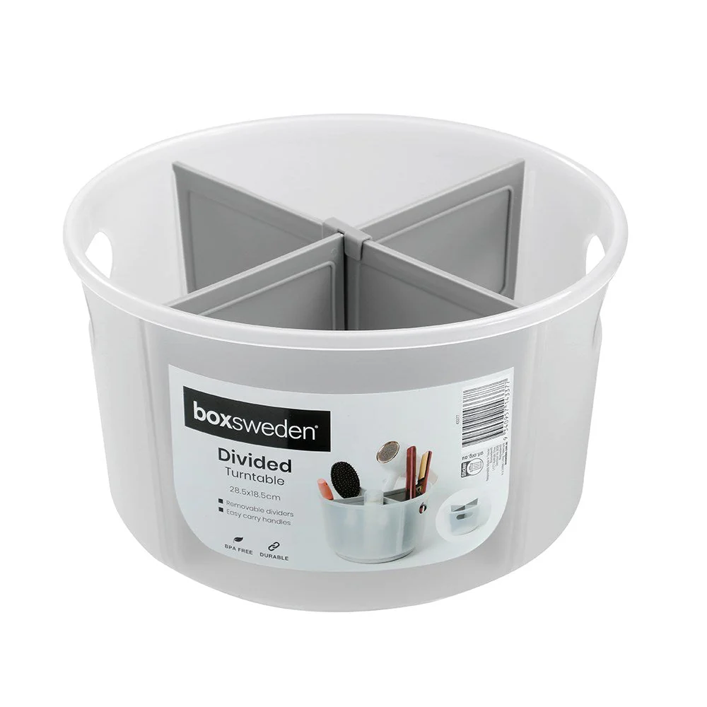 DIVIDED TURNTABLE 28.5X18.5CM CLEAR