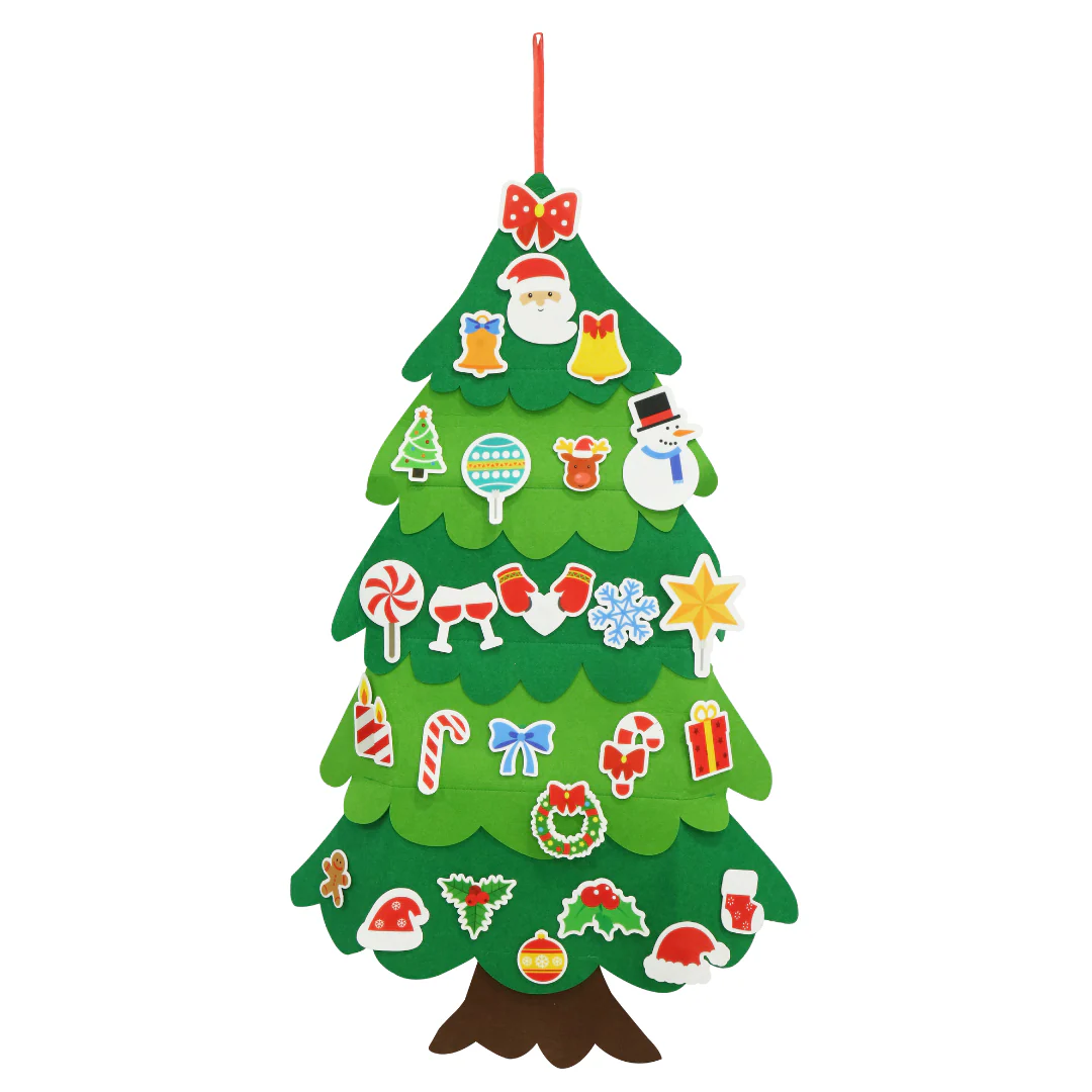 DIY Felt Wall Tree W/Decos 27pk