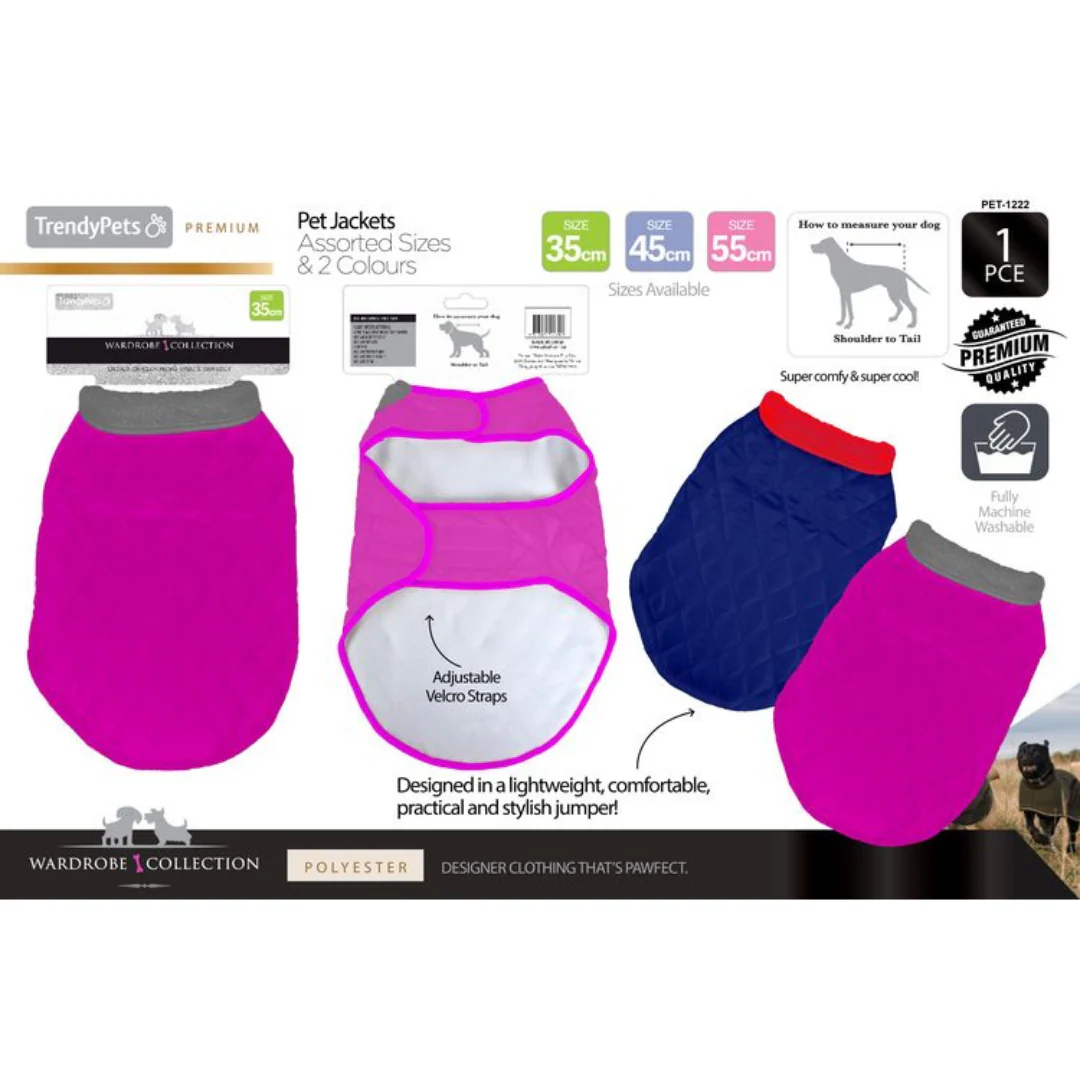 Dog Quilted Jacket 35-45-55cm Assorted