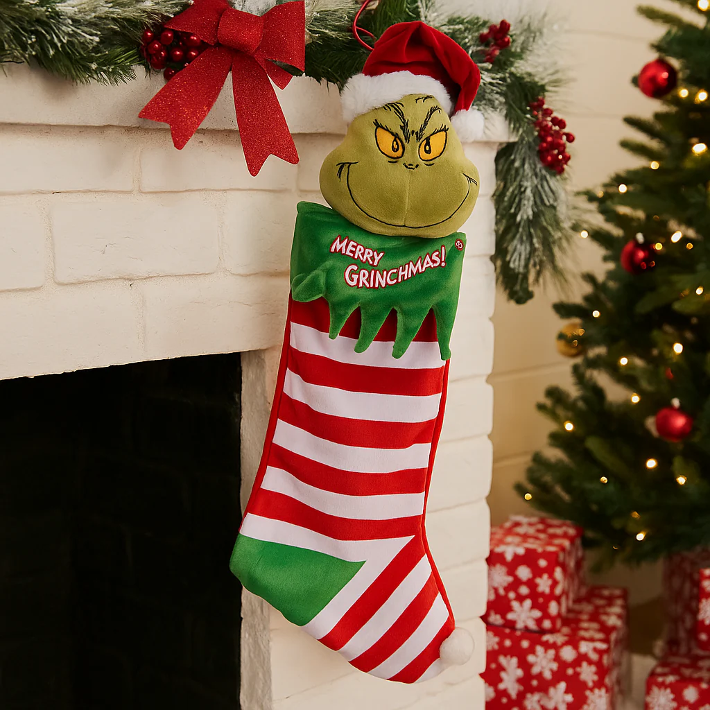 Dr. Seuss Animated Big Grinch Head Stocking 64cm