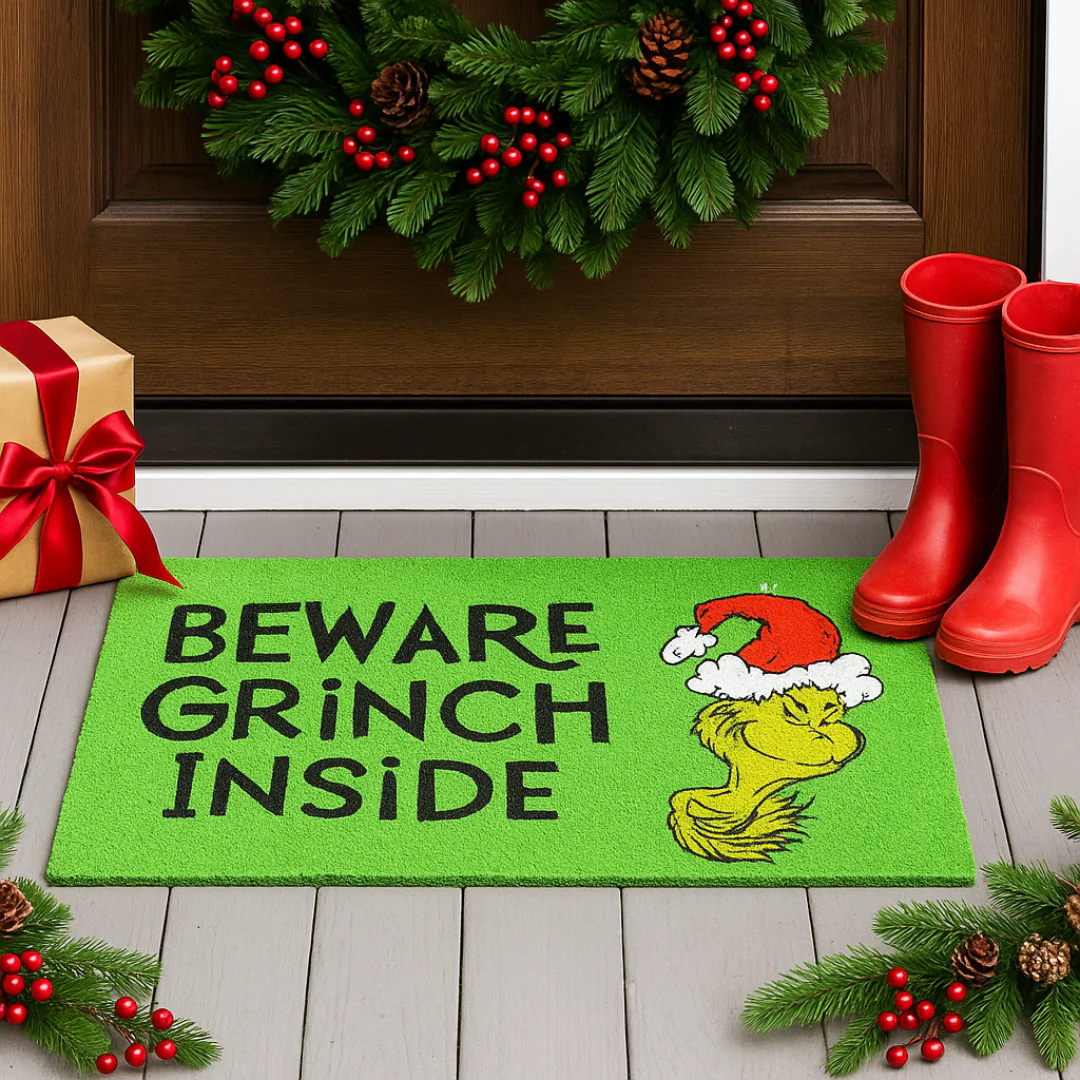 Dr. Seuss Grinch Coir Doormat Beware Grinch 40x75cm
