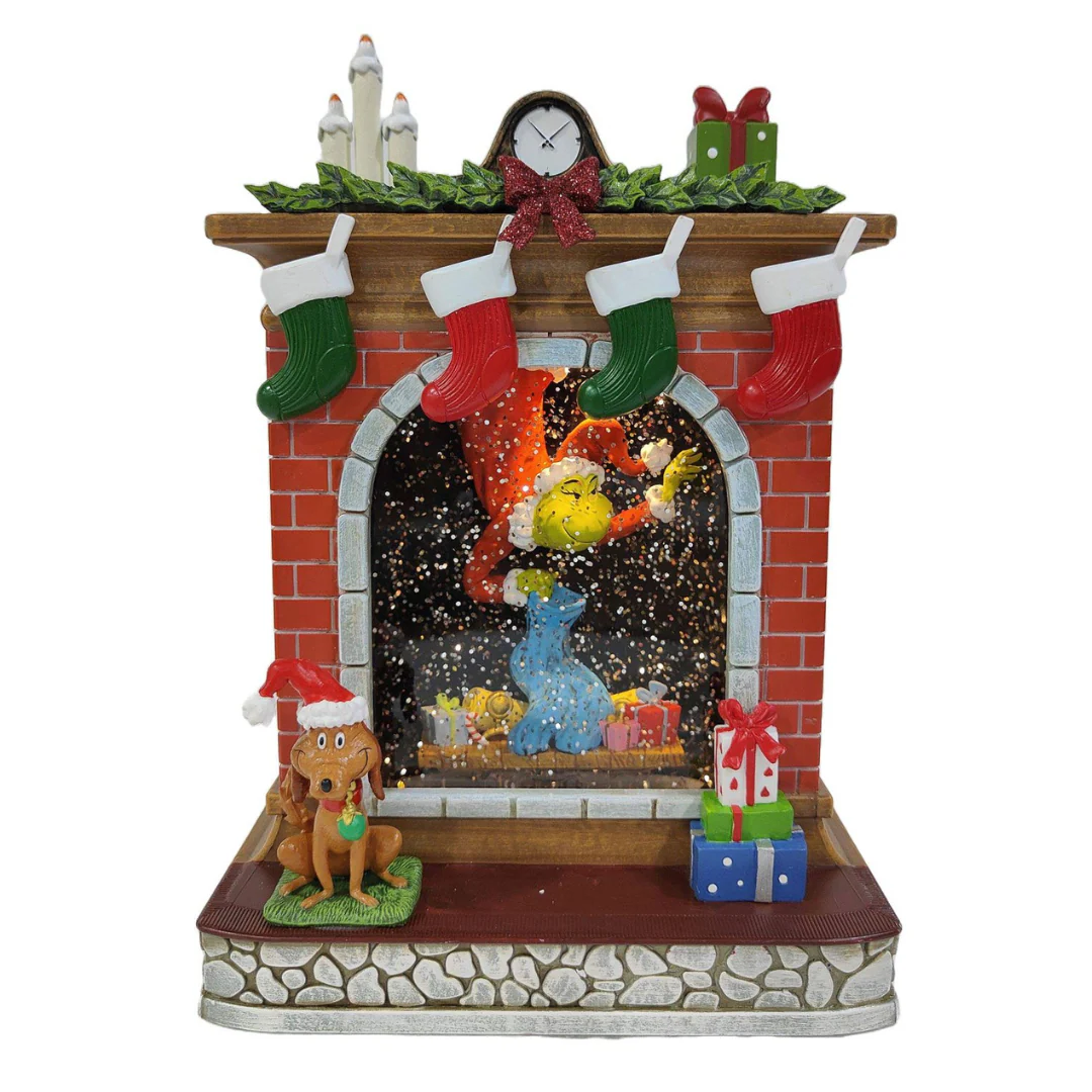 Dr. Seuss Grinch LED Water Spinning Fireplace Scene 18x10x26cm - Image 3