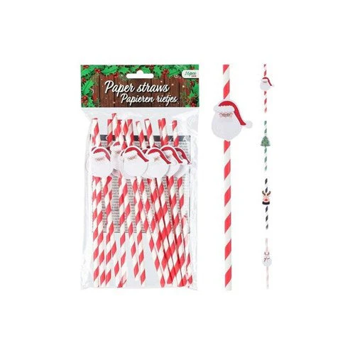Drinking Straw Paper 4 Assorted Christmas